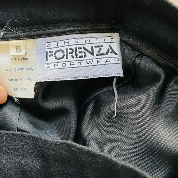 Vintage 80s Size 8 Forenza Skirt - Black Wool Pockets Buttons Sportwear - Picture 7 of 8